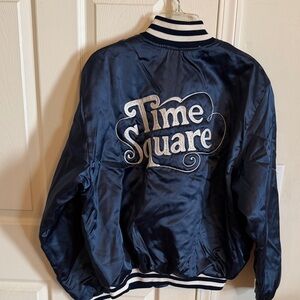 Vintage Blue Varsity Jacket with Embroidered Logo